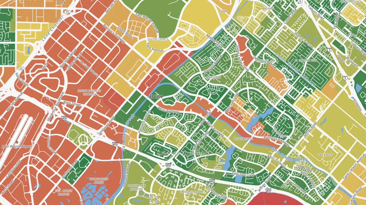 West Park, Irvine, CA Map of Robbery Rates