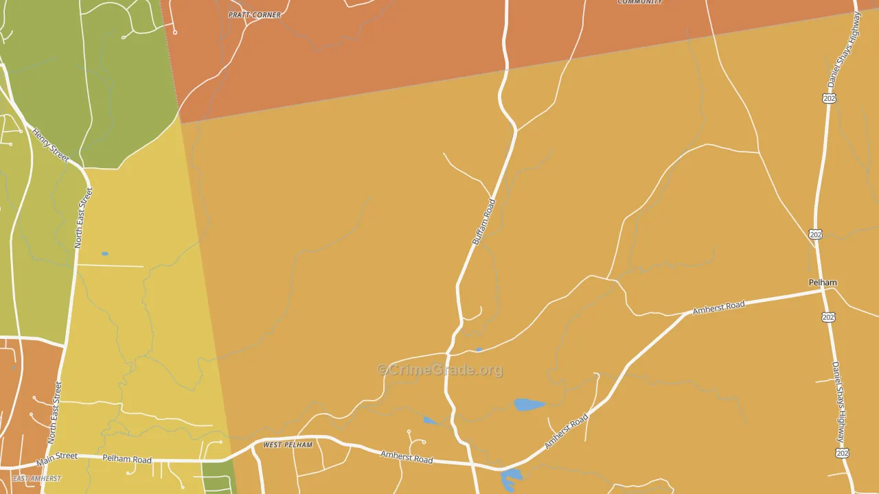 West Pelham, MA Map of Robbery Rates