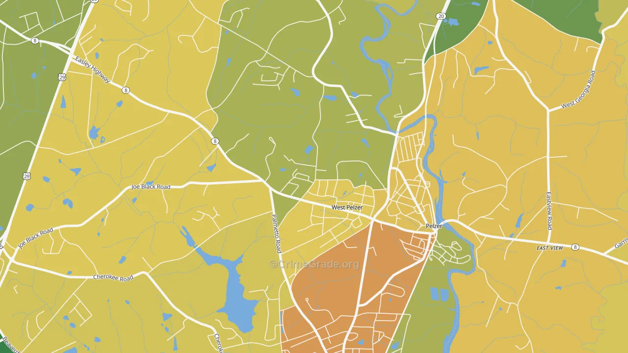 West Pelzer, SC Map of Robbery Rates