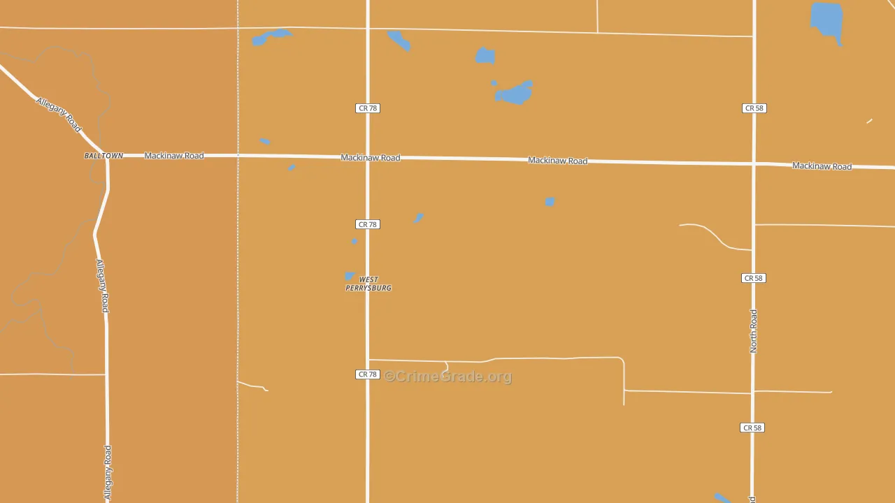 West Perrysburg, NY Map of Robbery Rates