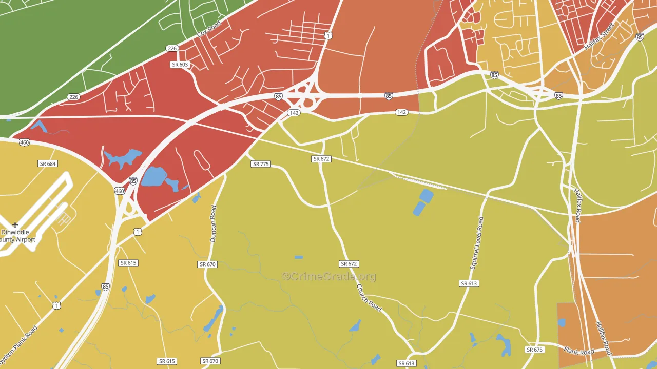 West Petersburg, VA Map of Robbery Rates