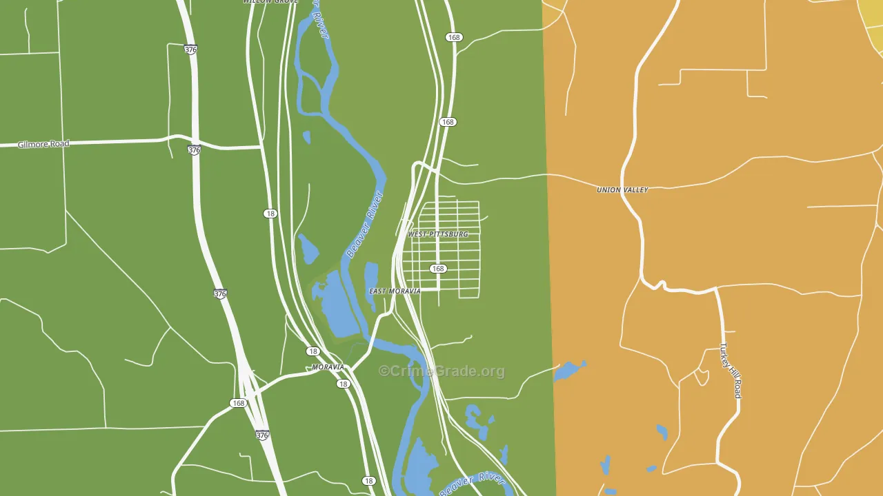 West Pittsburg, PA Map of Robbery Rates