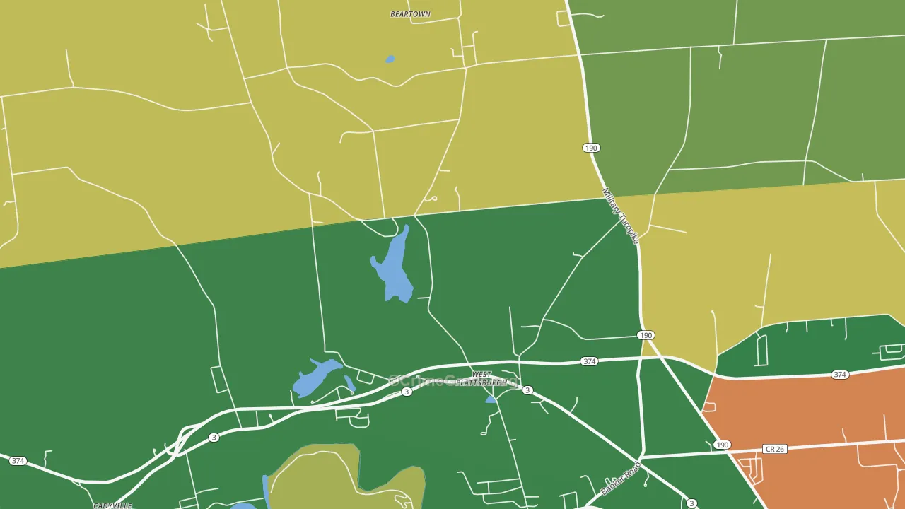 West Plattsburg, NY Map of Robbery Rates