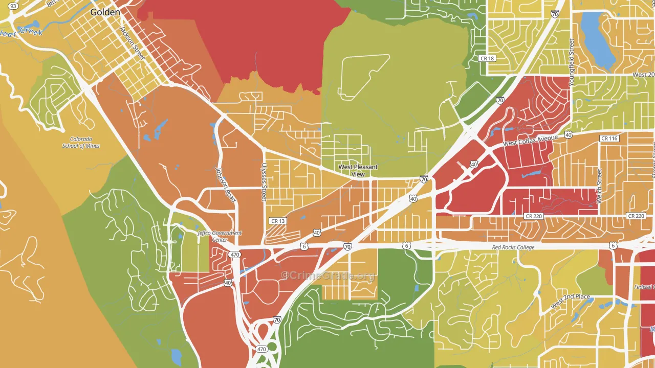 West Pleasant View, CO Map of Robbery Rates