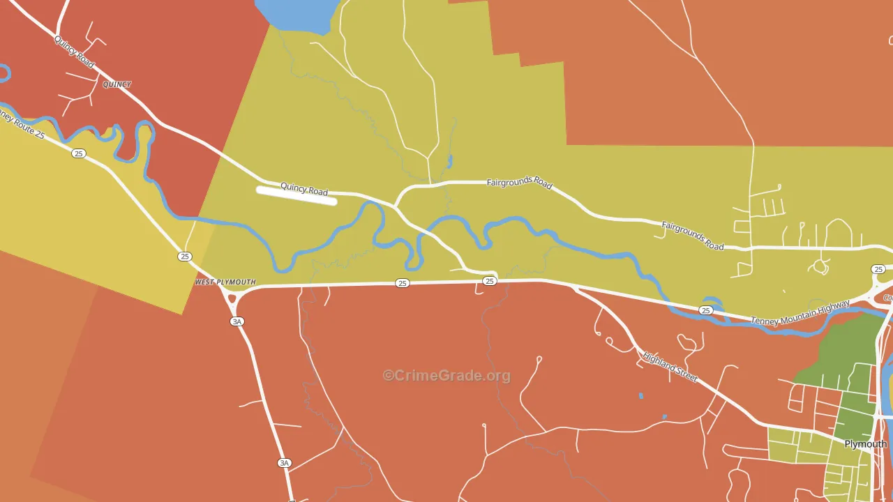 West Plymouth, NH Map of Robbery Rates