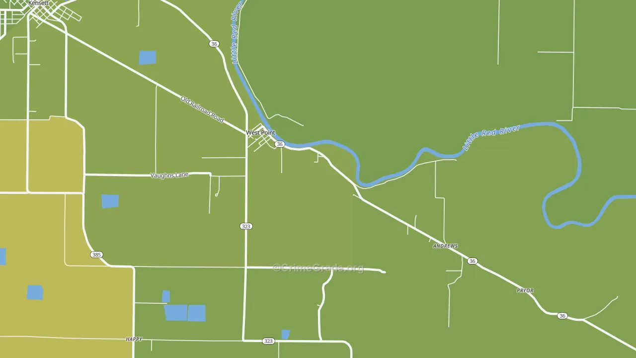 West Point, AR Map of Robbery Rates
