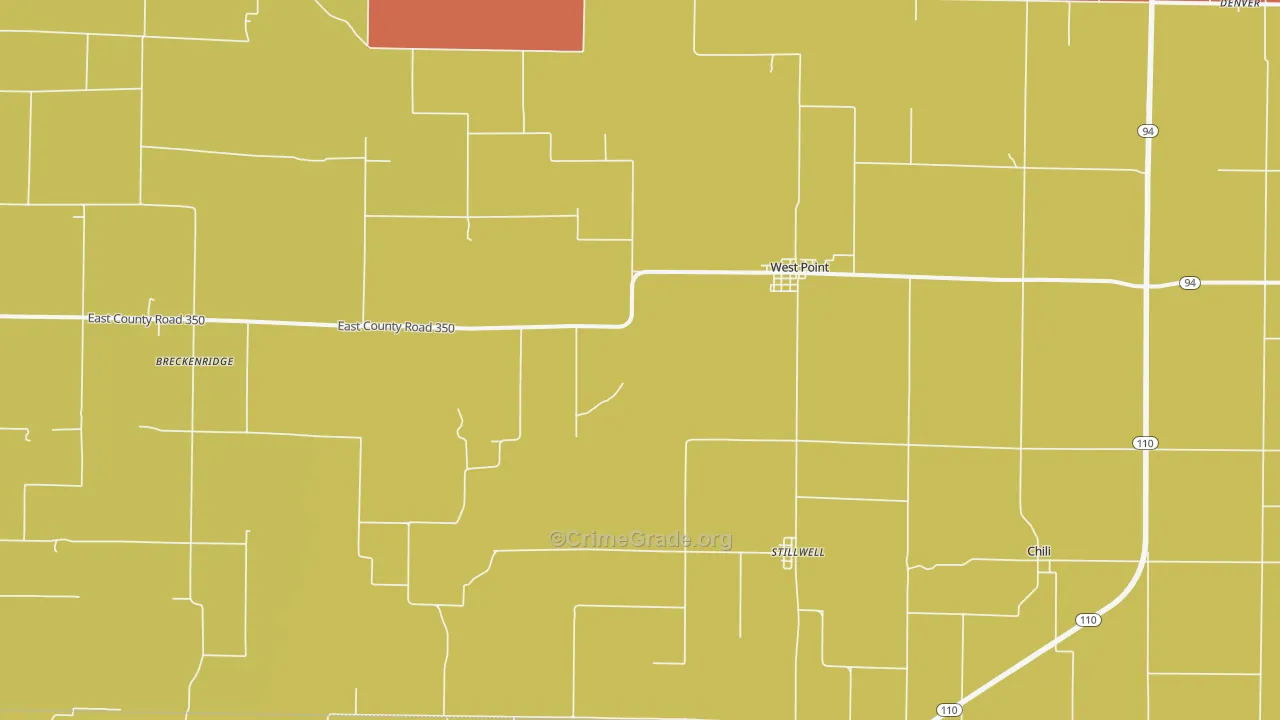 West Point, IL Map of Robbery Rates