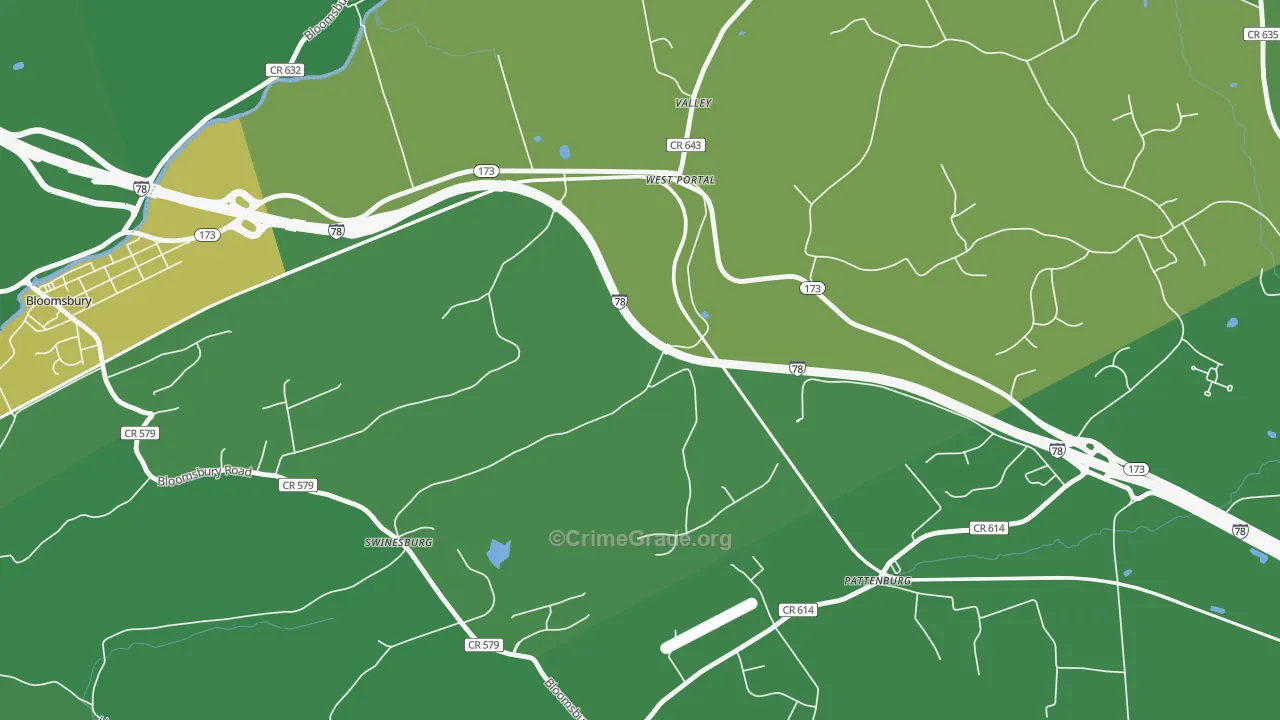 West Portal, NJ Map of Robbery Rates