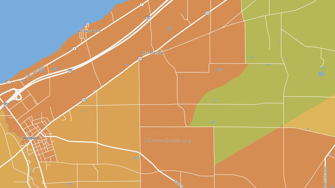 West Portland, NY Map of Robbery Rates