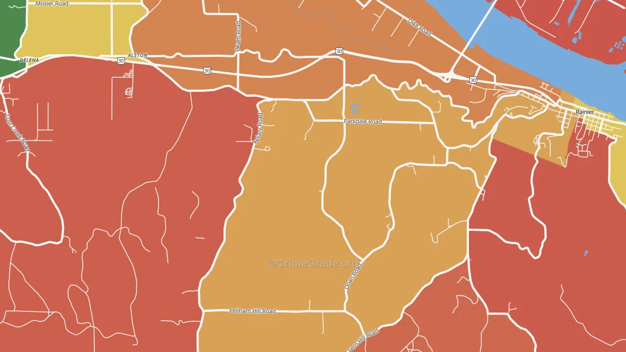 West Rainier, OR Map of Robbery Rates