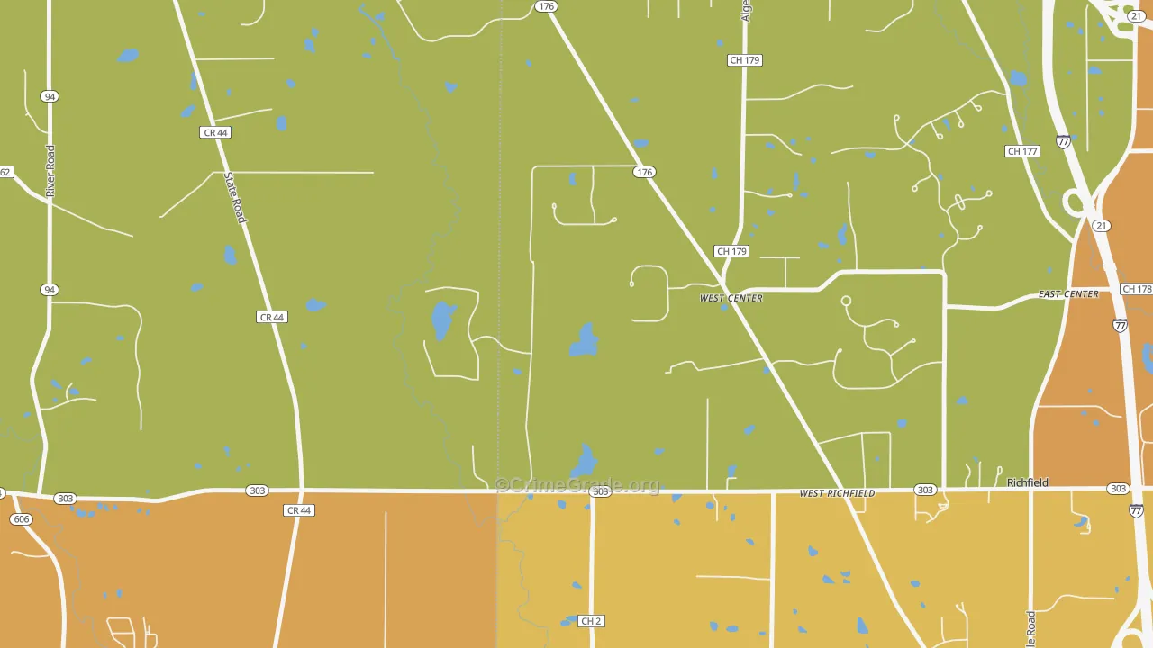 West Richfield, OH Map of Robbery Rates