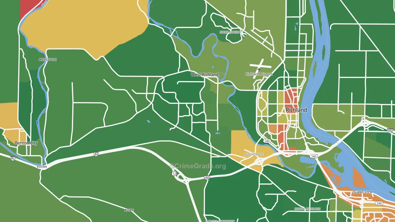 West Richland, WA Map of Robbery Rates