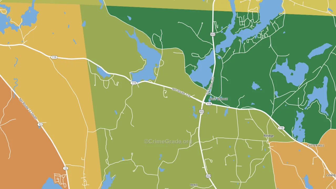 West Rindge, NH Map of Robbery Rates
