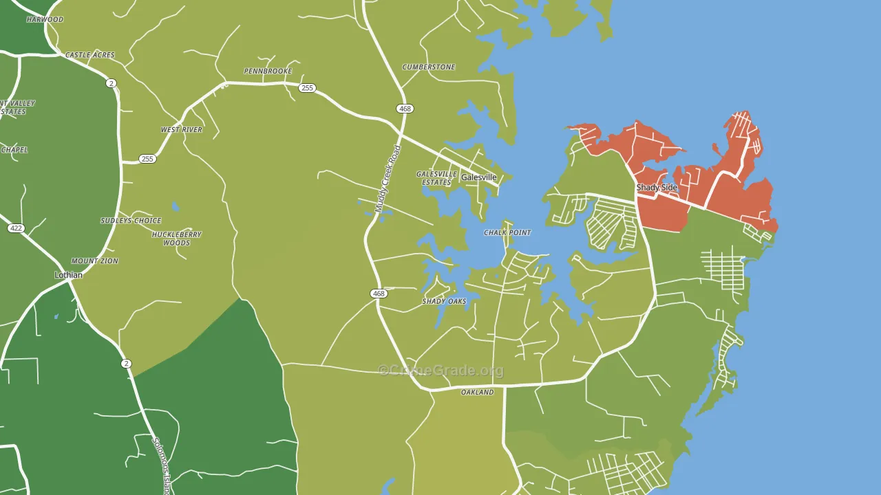 West River, MD Map of Robbery Rates