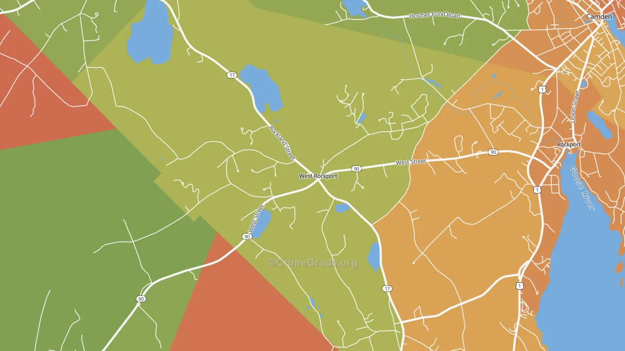 West Rockport, ME Map of Robbery Rates