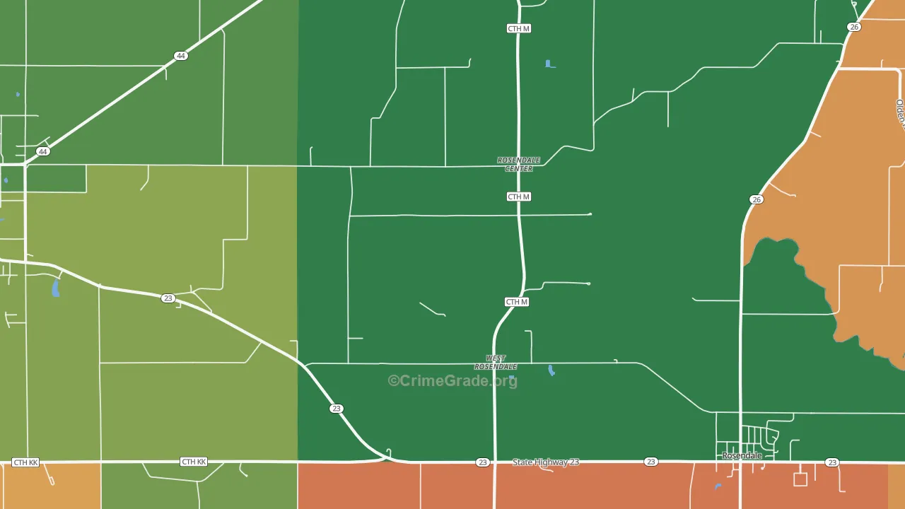 West Rosendale, WI Map of Robbery Rates