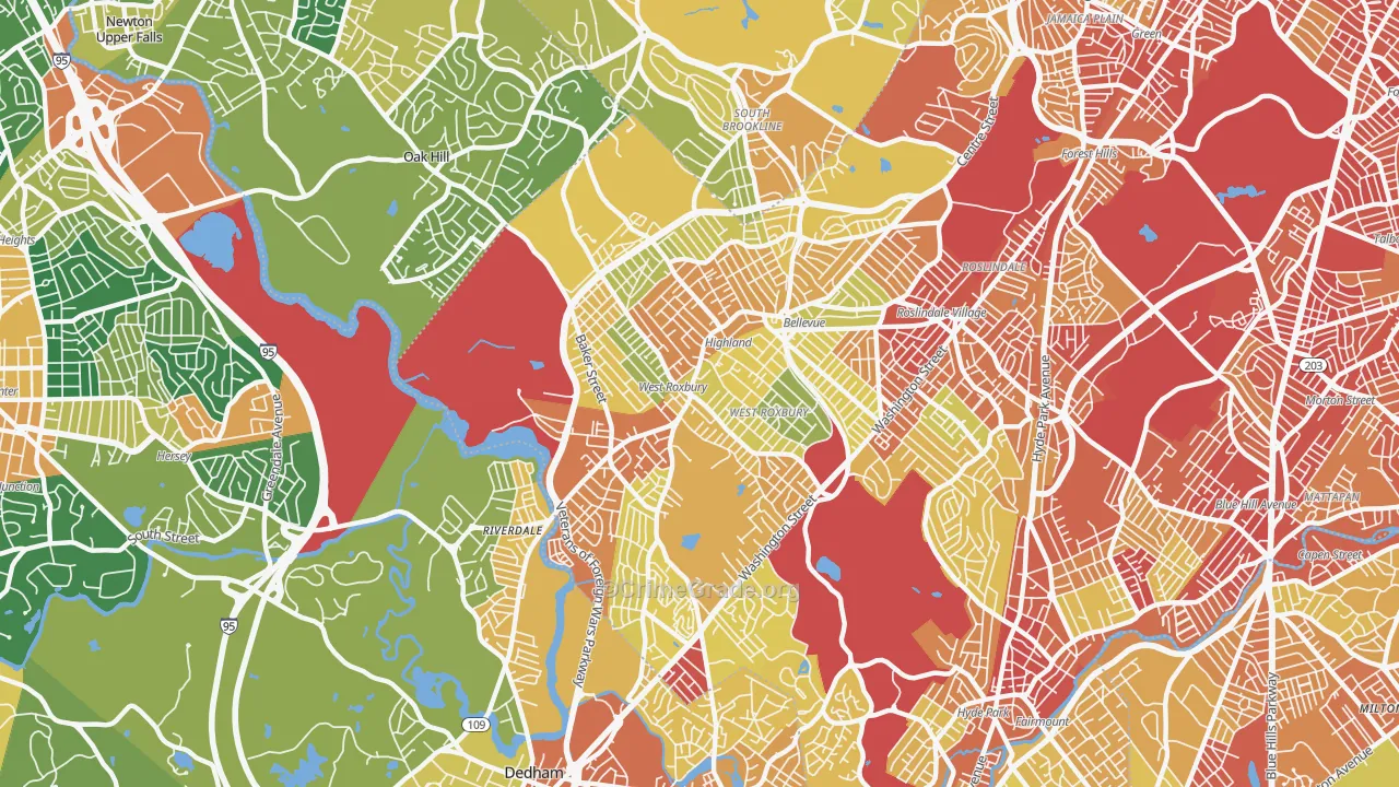 West Roxbury, MA Map of Robbery Rates