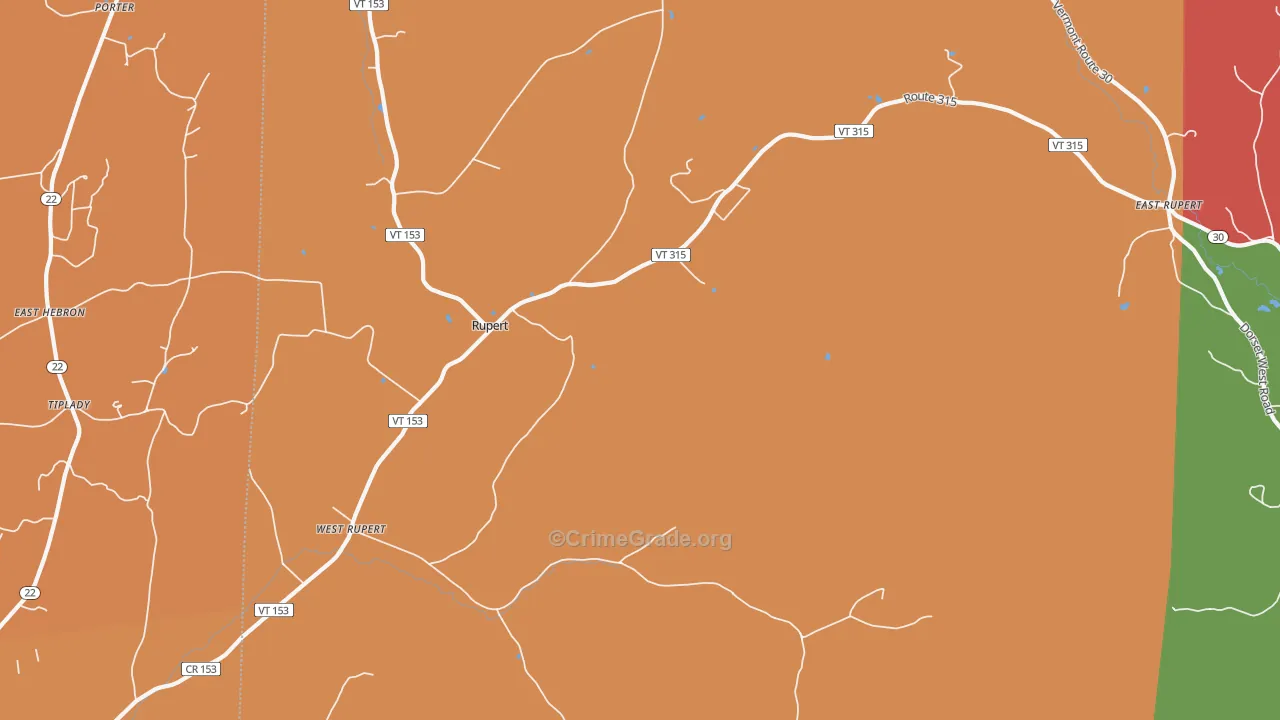 West Rupert, VT Map of Robbery Rates