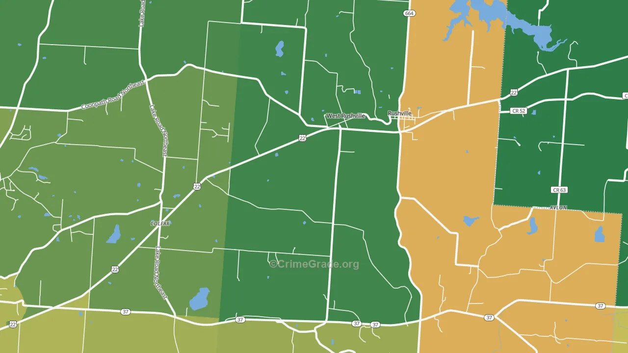 West Rushville, OH Map of Robbery Rates