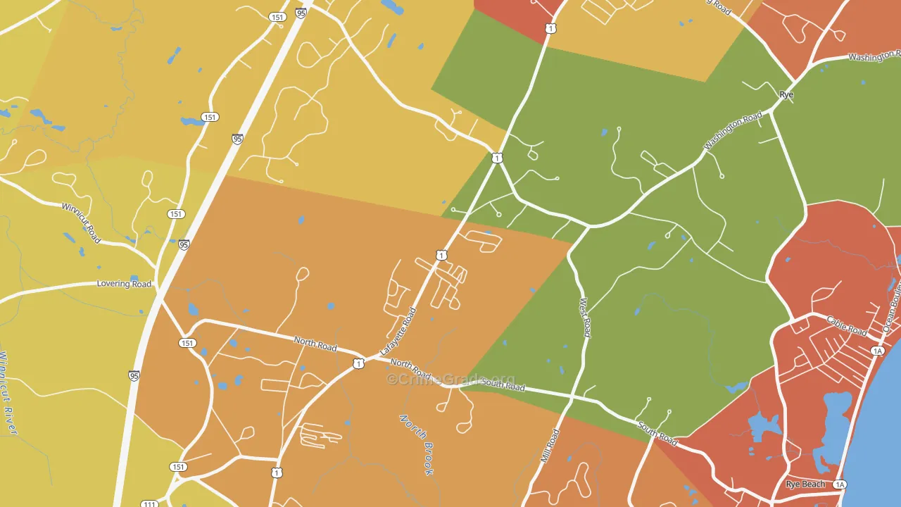 West Rye, NH Map of Robbery Rates