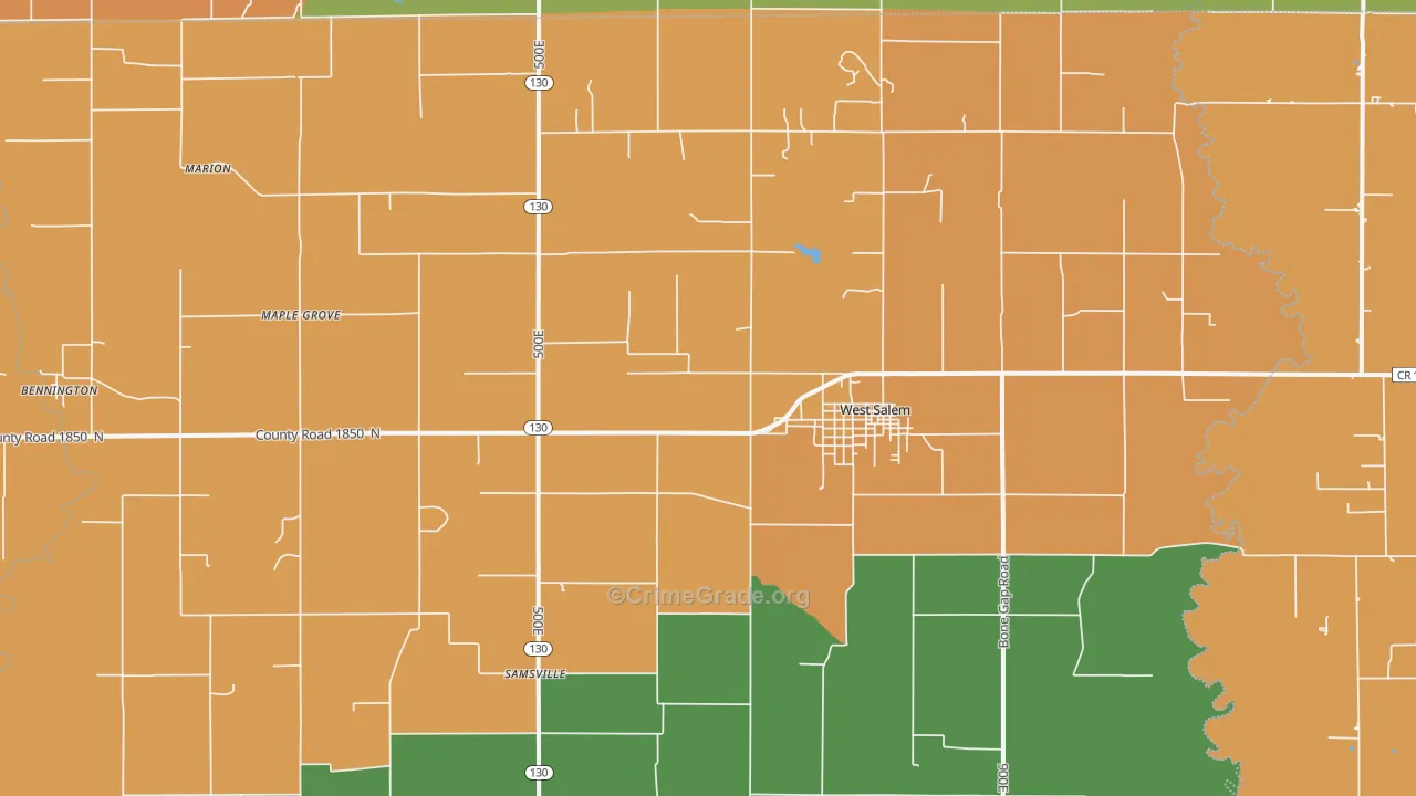 West Salem, IL Map of Robbery Rates