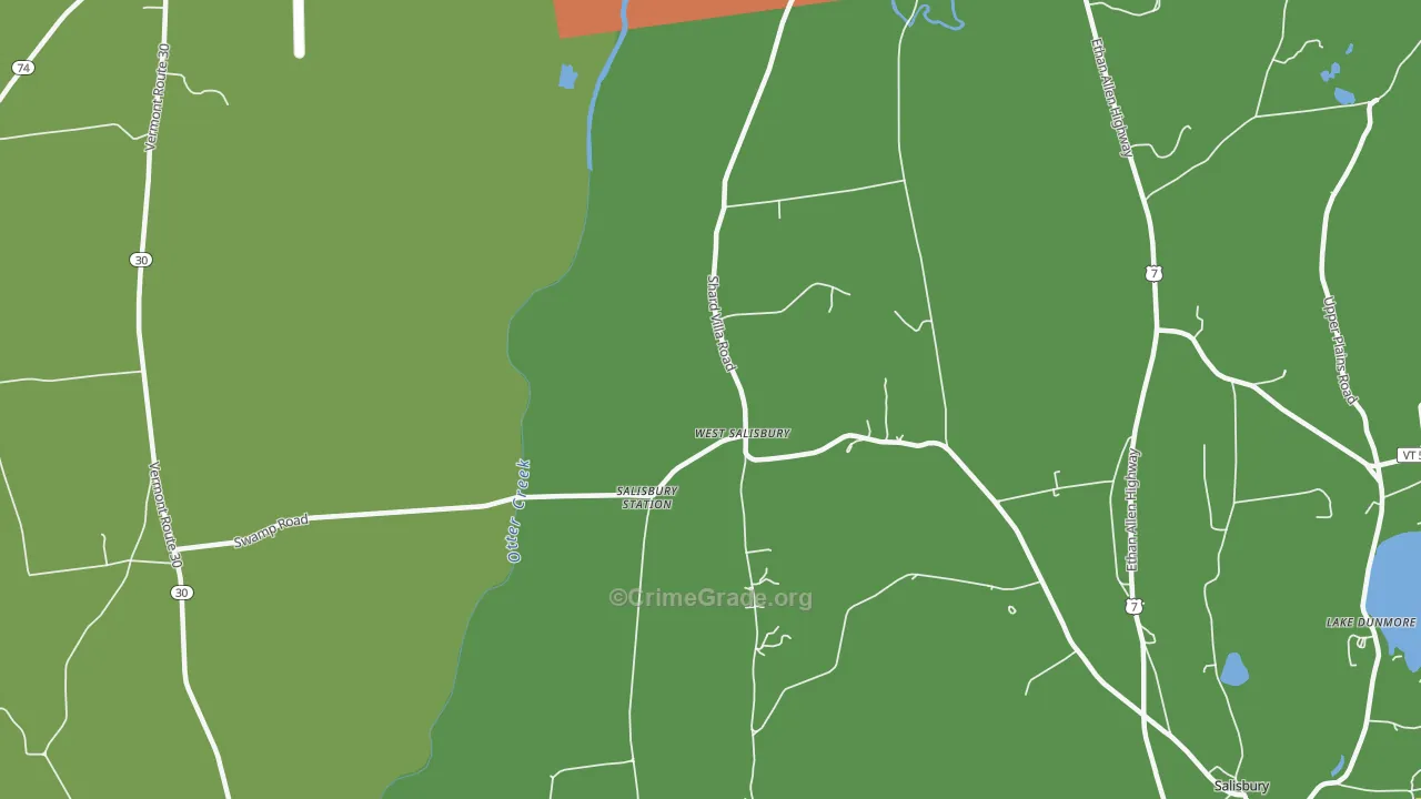 West Salisbury, VT Map of Robbery Rates