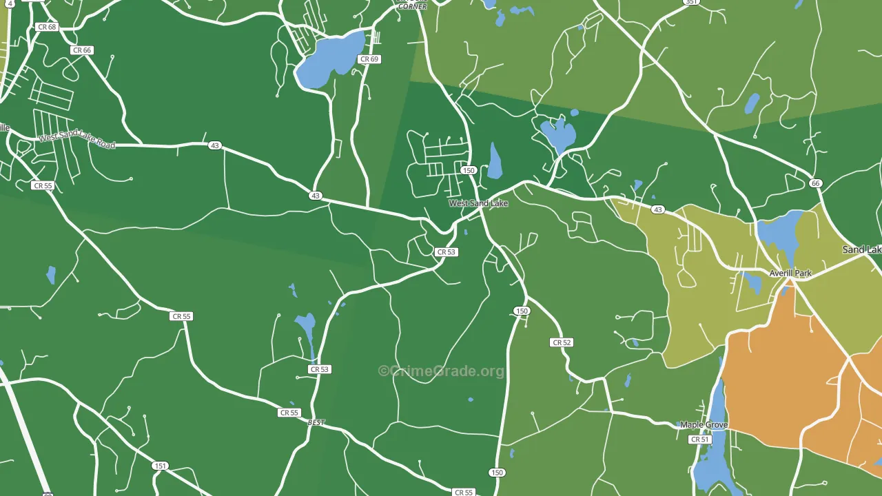 West Sand Lake, NY Map of Robbery Rates