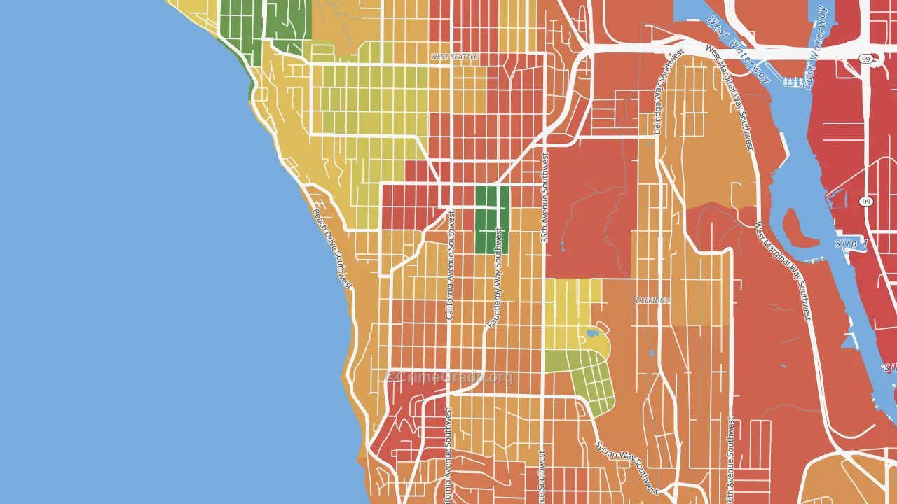 West Seattle, Seattle, WA Map of Robbery Rates