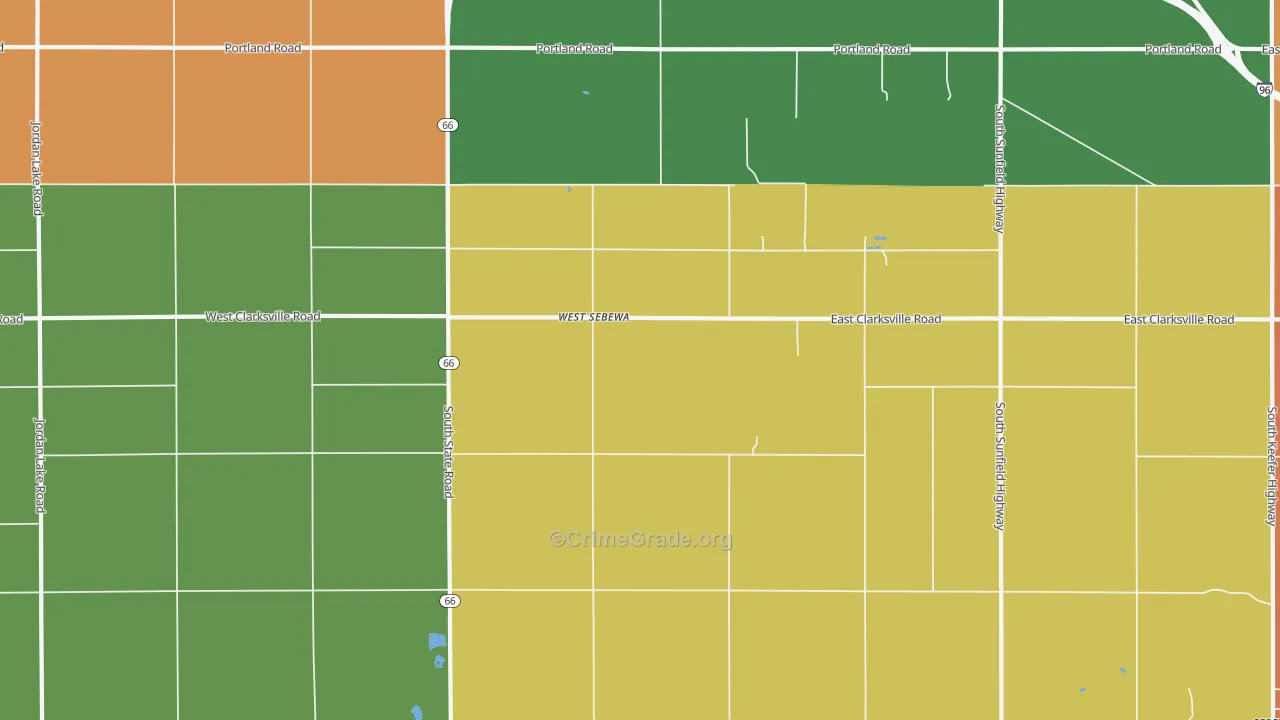 West Sebewa, MI Map of Robbery Rates