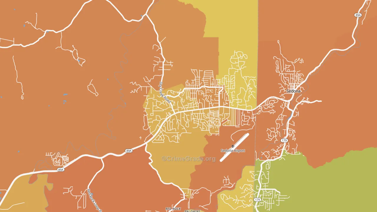 West Sedona, AZ Map of Robbery Rates