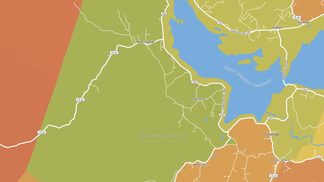 West Shokan, NY Map of Robbery Rates