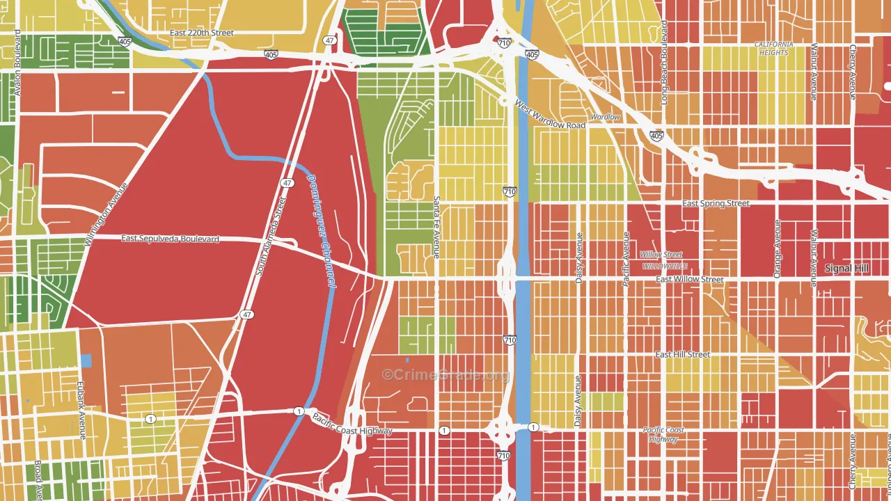 West Side, Long Beach, CA Map of Robbery Rates