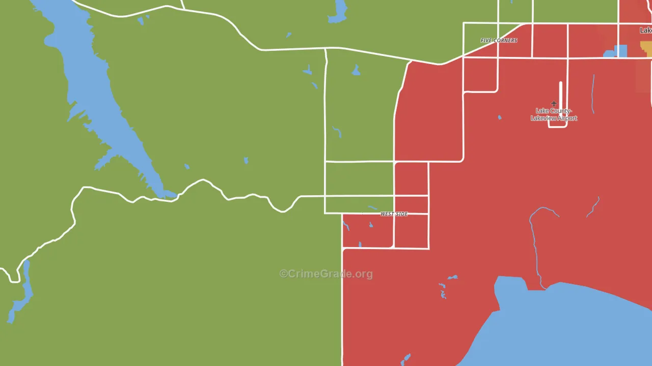 West Side, OR Map of Robbery Rates