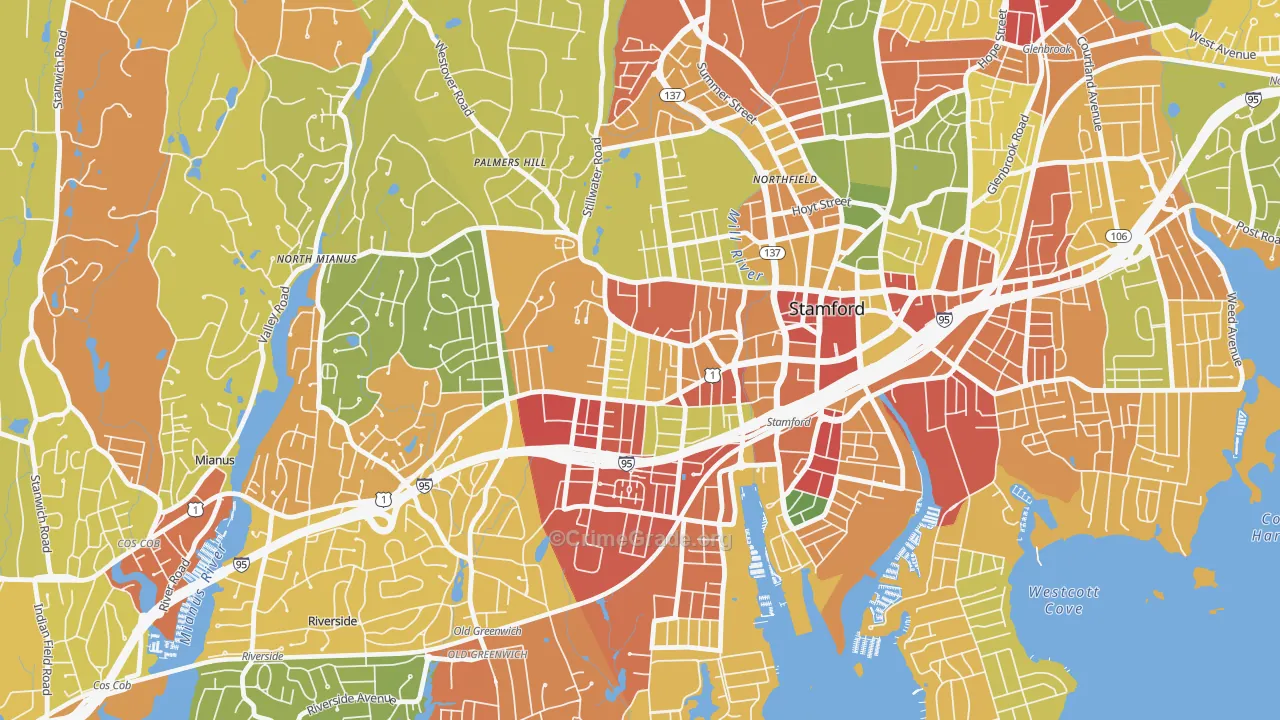 West Side, Stamford, CT Map of Robbery Rates