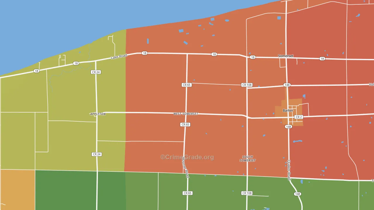 West Somerset, NY Map of Robbery Rates