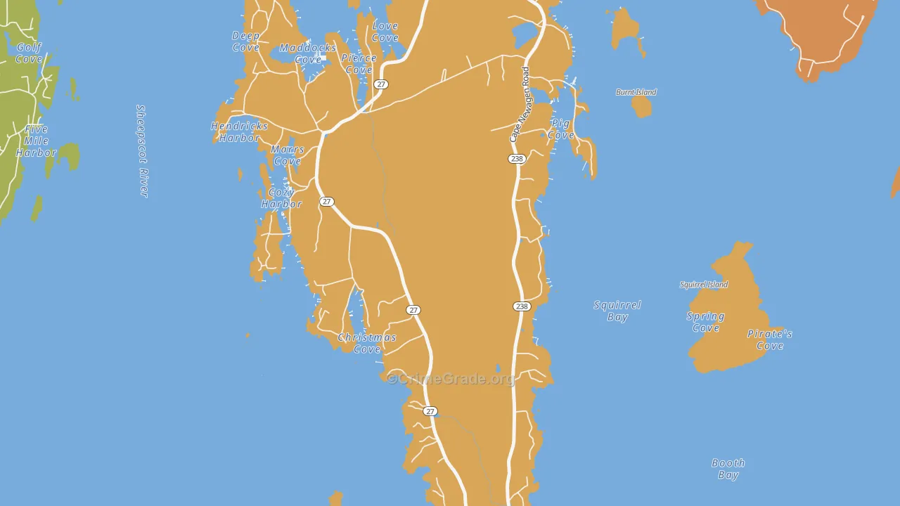 West Southport, ME Map of Robbery Rates