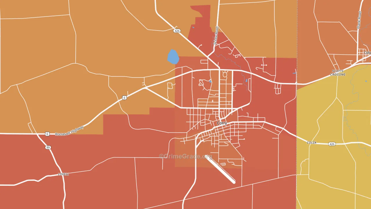 West Spring Creek, PA Map of Robbery Rates