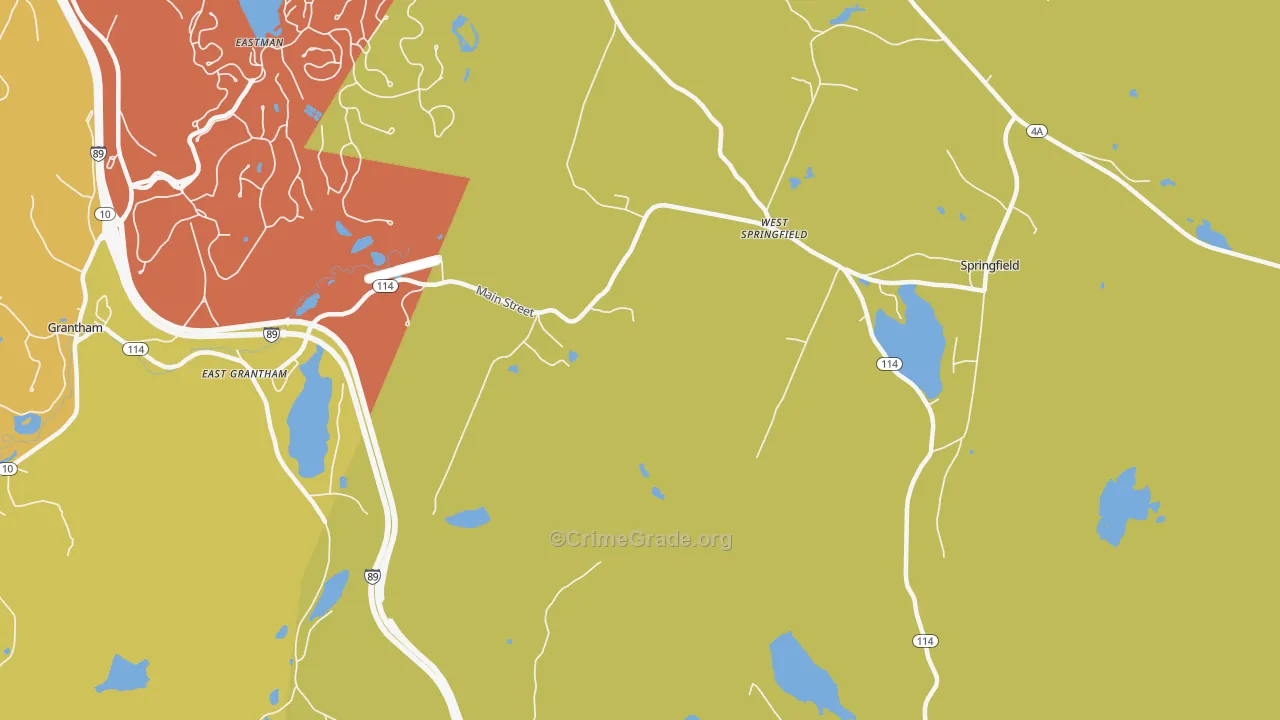 West Springfield, NH Map of Robbery Rates
