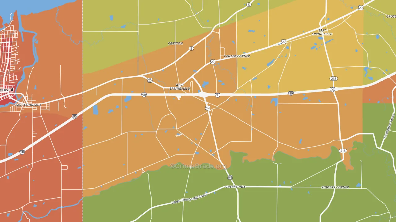 West Springfield, PA Map of Robbery Rates