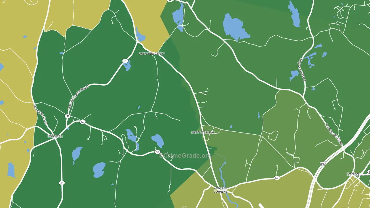 West Sterling, MA Map of Robbery Rates