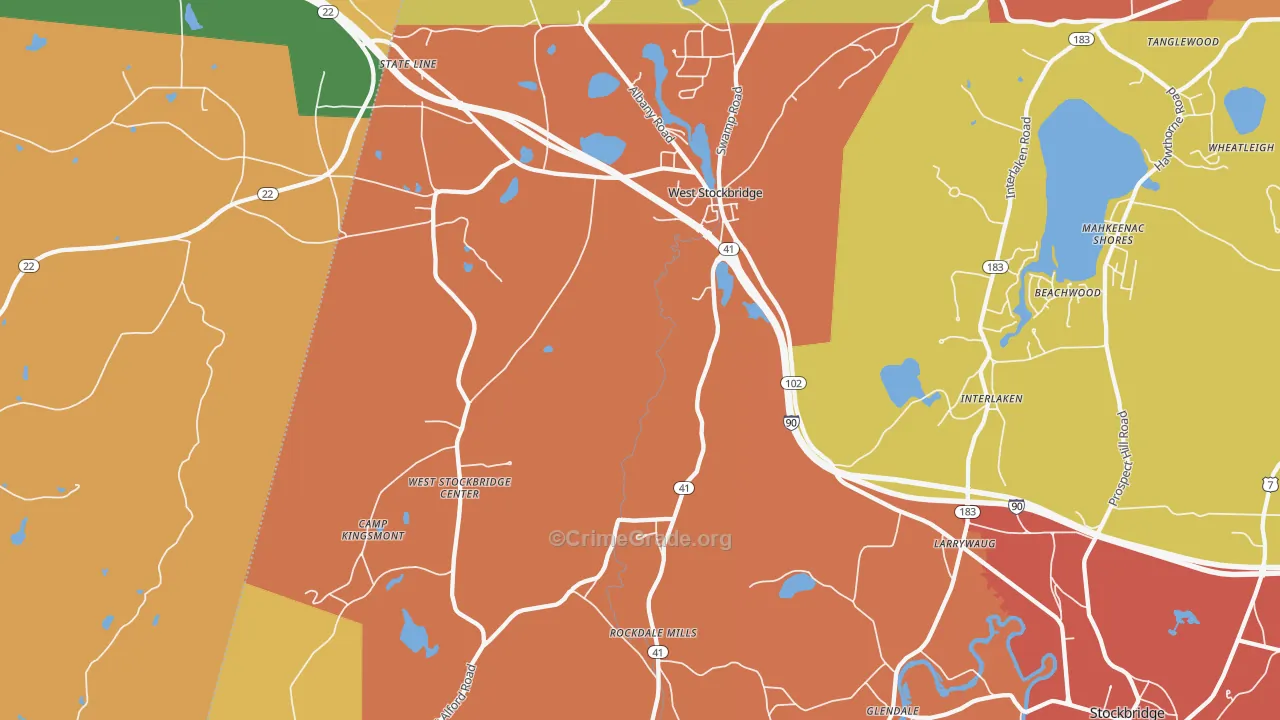 West Stockbridge, MA Map of Robbery Rates