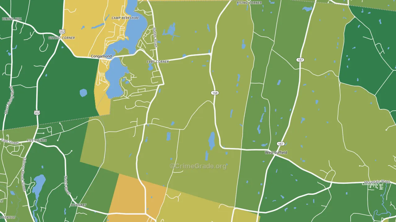 West Suffield, CT Map of Robbery Rates