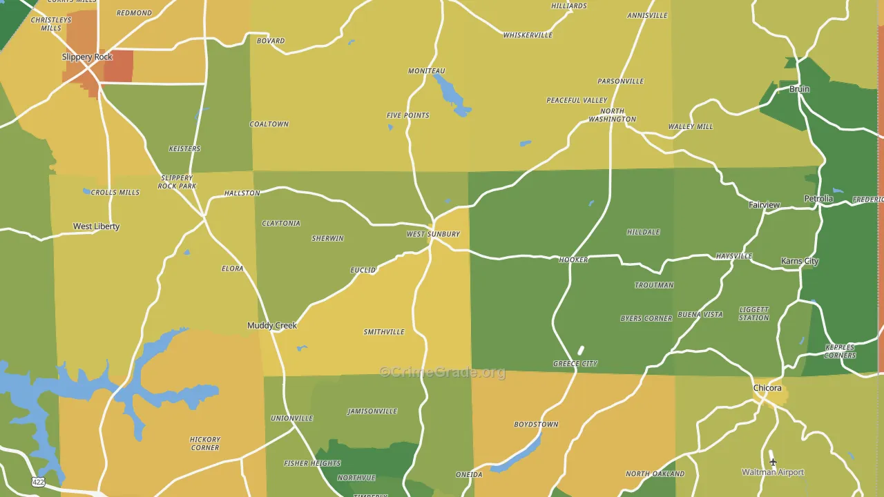 West Sunbury, PA Map of Robbery Rates