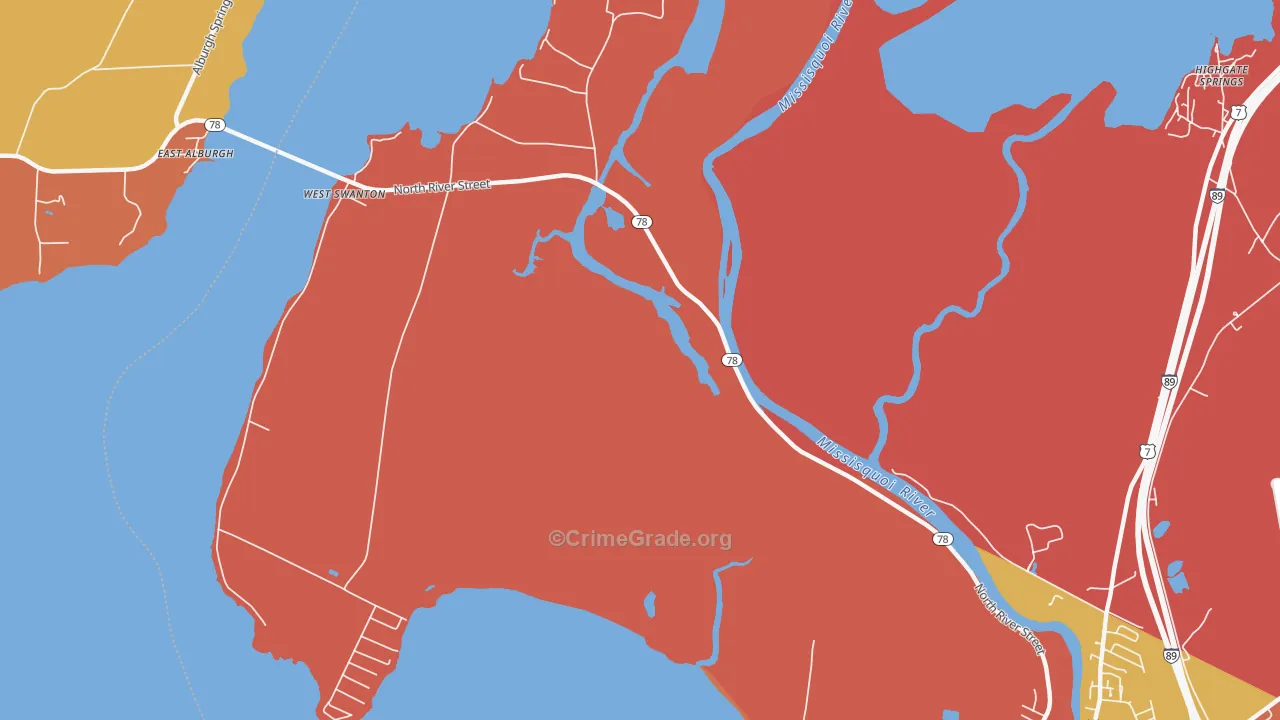 West Swanton, VT Map of Robbery Rates