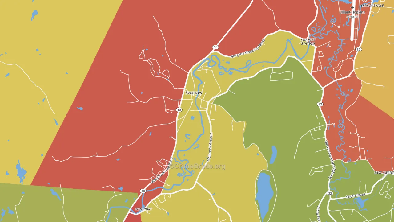 West Swanzey, NH Map of Robbery Rates