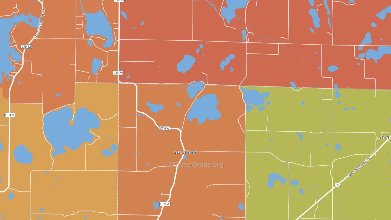 West Sweden, WI Map of Robbery Rates