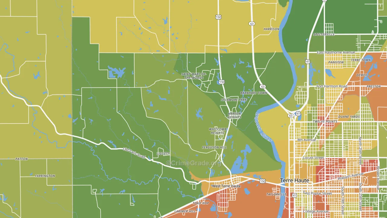 West Terre Haute, IN Map of Robbery Rates