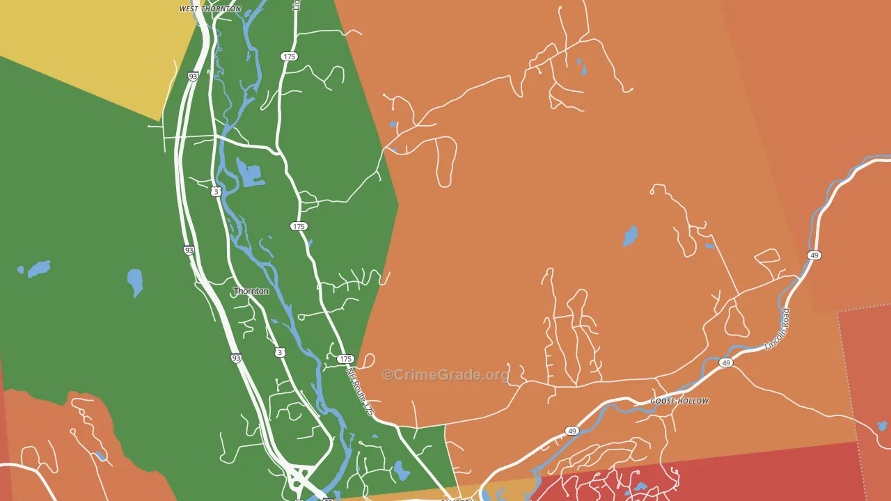West Thornton, NH Map of Robbery Rates