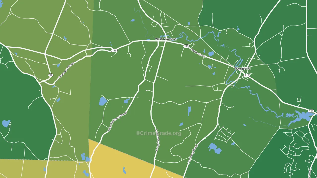West Townsend, MA Map of Robbery Rates