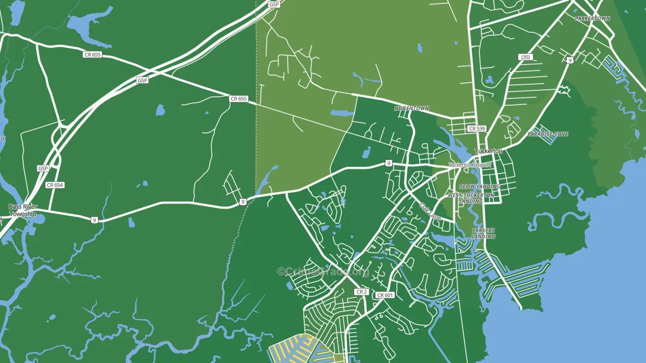 West Tuckerton, NJ Map of Robbery Rates